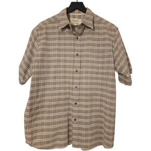 Island‎ Basic Options Mens Plaid Button Up Short Sleeve Shirt Casual Everyday